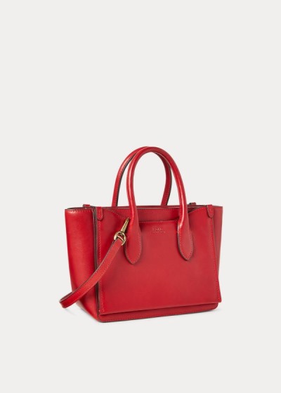 Satchel Polo Ralph Lauren Mujer Rojos - Leather Mini Sloane - MCEXR9638